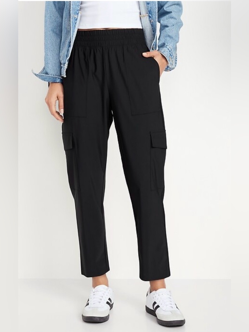 Old Navy Sleektech Black Cargo Utility Pants- Women's Medium TALL